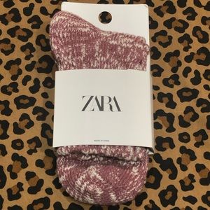 Zara Cotton Maroon & White Socks Size * Medium*